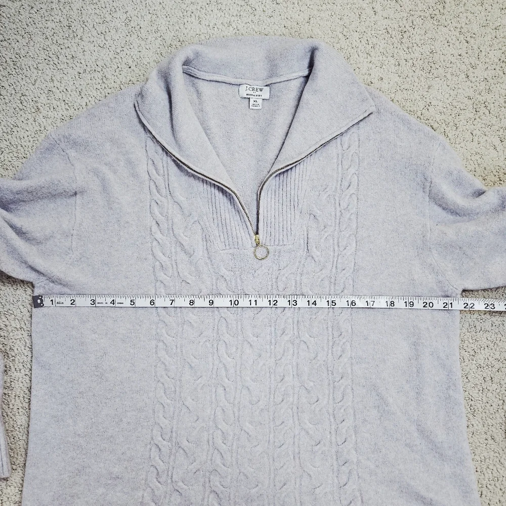 J Crew Half Zip Pullover Sweater Womens Extra Soft XL Lavender Pink Preppy Cozy